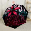 Stranger Things Fiery Faces Compact Travel Automatic Umbrella Compact 8-Rib Design Durable Plastic & Iron for Outdoor Daily Use Elegant Umbrella