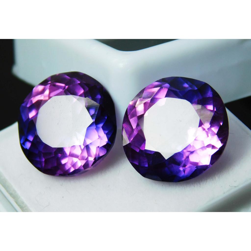 Natural Purple Tanzanite Loose Gemstone 17 ct Round Cut Pair for Jewelry Making and Gem Collections