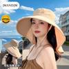 Summer Outdoor Sunscreen Sun Hat with Ponytail Hole Hat Female Korean Version Fashion Big Eaves Shawl Bucket Hat Tide