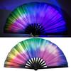 UV Fluorescent Folding Fan Lightweight Kung Fu Dance Performance Handheld Fan Portable Summer Cooling Fan Decoration Party Accessories