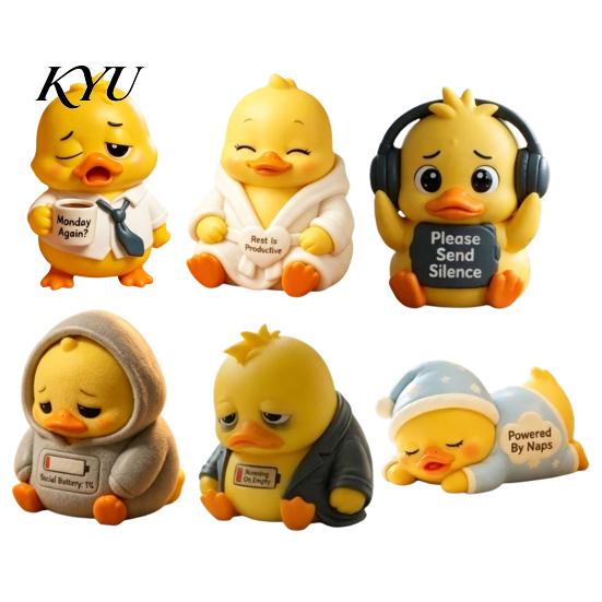 Desktop Figurine for Home Emotional Support Duck Figurine, Resin Yellow Ornament, Lovely Animal Gift Cute Statue Office Desk Decor Ornament