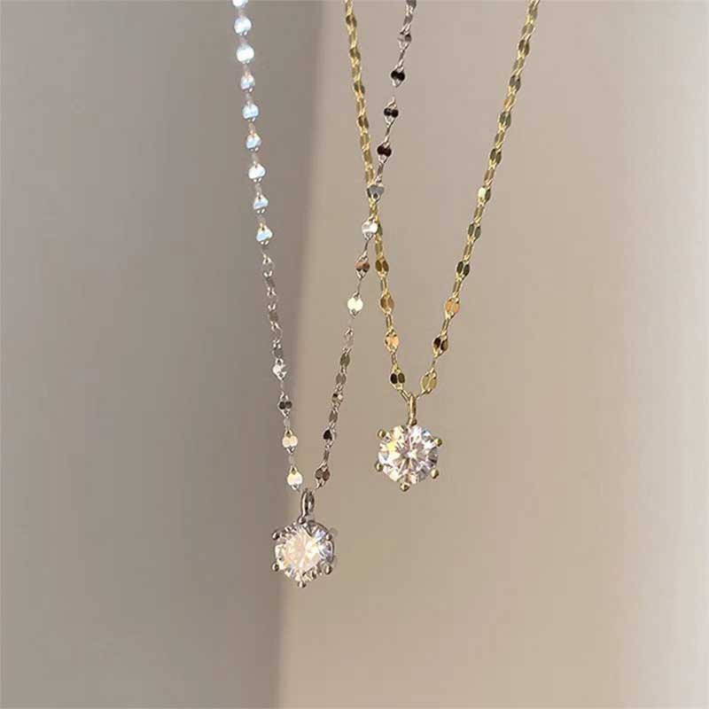 Новый изысканный кулон из стерлингового серебра 925 пробы с цирконом, ожерелье, женская блестящая цепочка на ключицу, ювелирные изделия для женщин и девочек, праздничные подарки