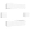 6 Piece Wall Mounted TV Cabinet Set White Particleboard