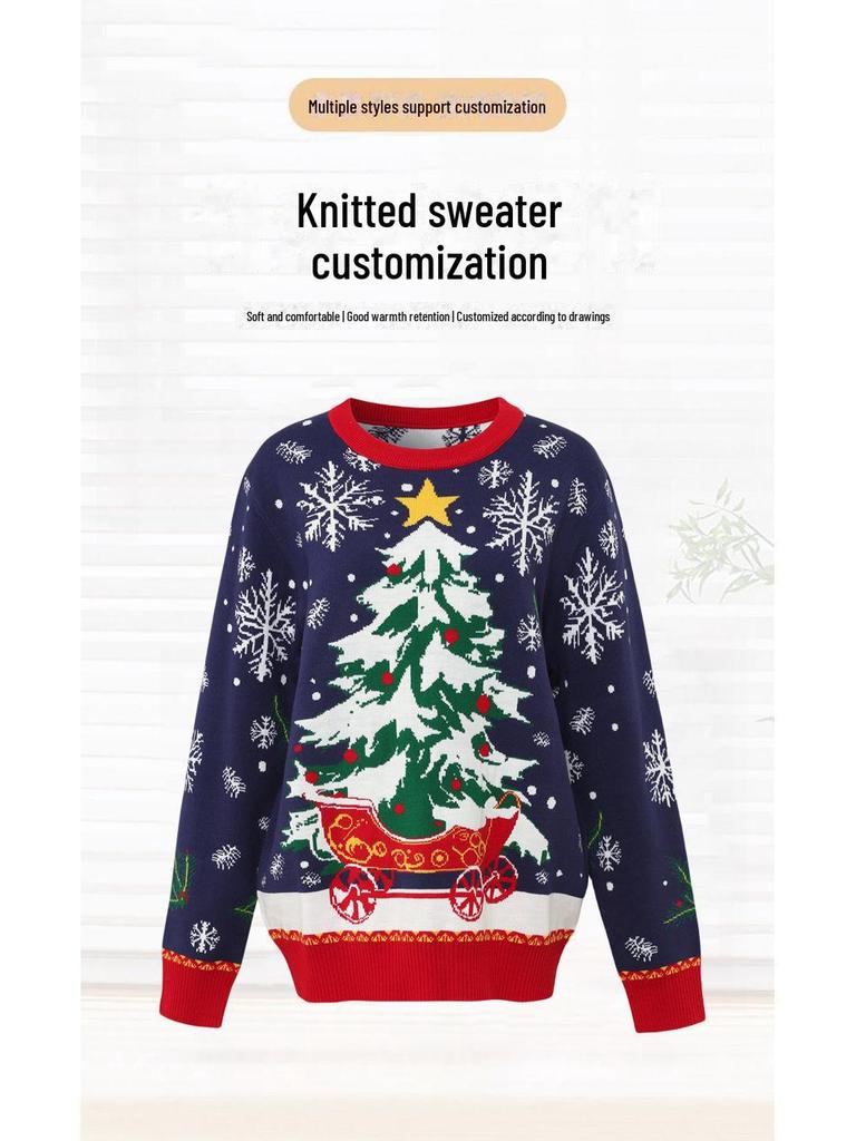 Women's European & American Christmas Tree Snowflake Jacquard Sweater