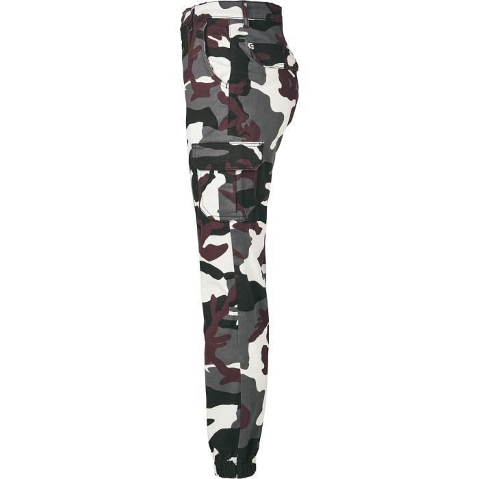 Pantalon Cargo Femme - URBAN CLASSICS - Bordeaux - Taille Haute - Camouflage - Confortable