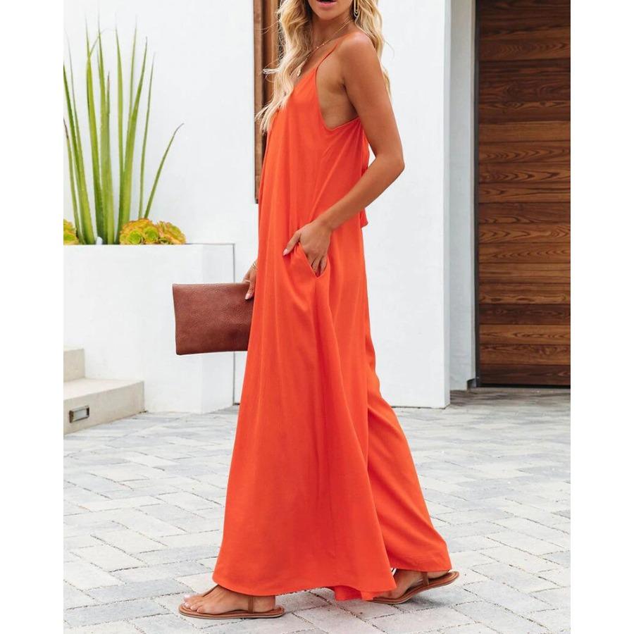 Женские повседневные комбинезоны, летние свободные комбинезоны без рукавов, регулируемые длинные брюки с карманами