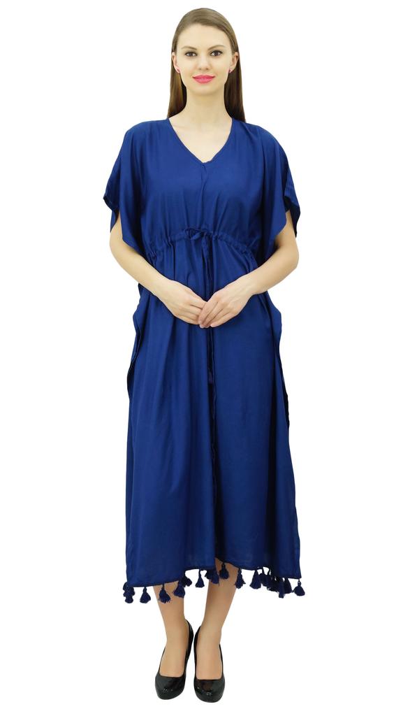 Bimba Женский длинный макси кимоно кафтан вискозный ночной халат с кисточками и завязками