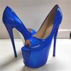 22cm Sexy Peep Toe Platform Women PumpsSuper High Thin Heels Patent Leather Wedding Stilettos Large Size 9 Inches Wedding Shoes