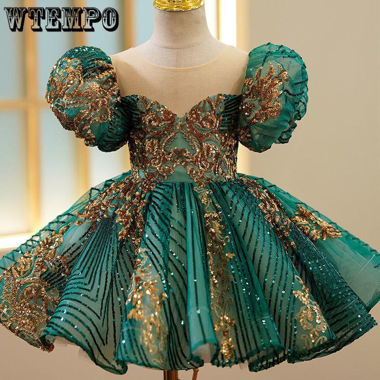 Детское платье на первый день рождения, платье принцессы для девочек, платье с цветочным узором для девочек, свадебное шоу, платье для выступлений на фортепиано для маленького хозяина, вечеринки по случаю дня рождения