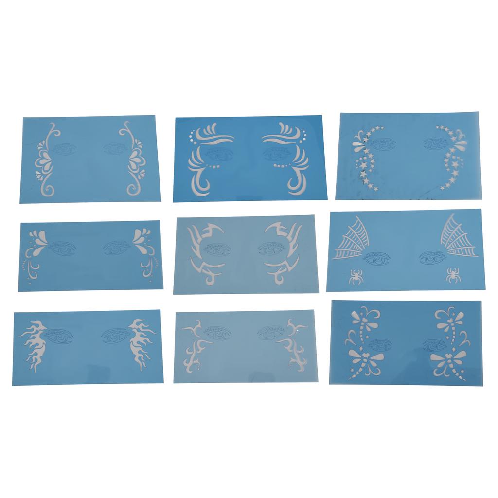 9 Sheet Face Paint Stencils Set PET Festival Makeup Face Paint Template for Birthday Parties