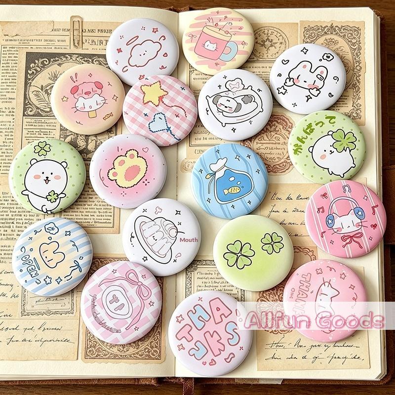 6PCS Cute Cartoon Mini Cartoon Button Badge Kawaii Retro Girls Kids Backpack Pencil Bag DIY Decorative Brooch Pin Accessories