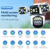 10K WiFi Camera 20MP Wireless Outdoor 10X Zoom Four Screen Four Lens 720° PTZ Automatic Tracking Waterproof Security Camera CCTV