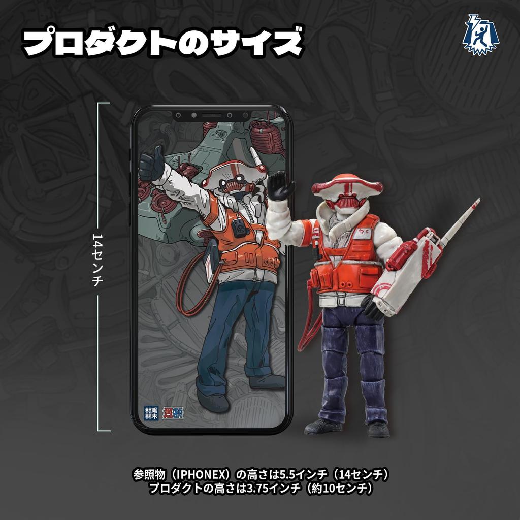 52TOYS Серия x Murase Zaimoku Hammerhead дюймов 10 Супер подвижная фигурка Окрашенная нержавеющая сталь 3,75' "Hammerhead" 3,75 (приблизительно. см)