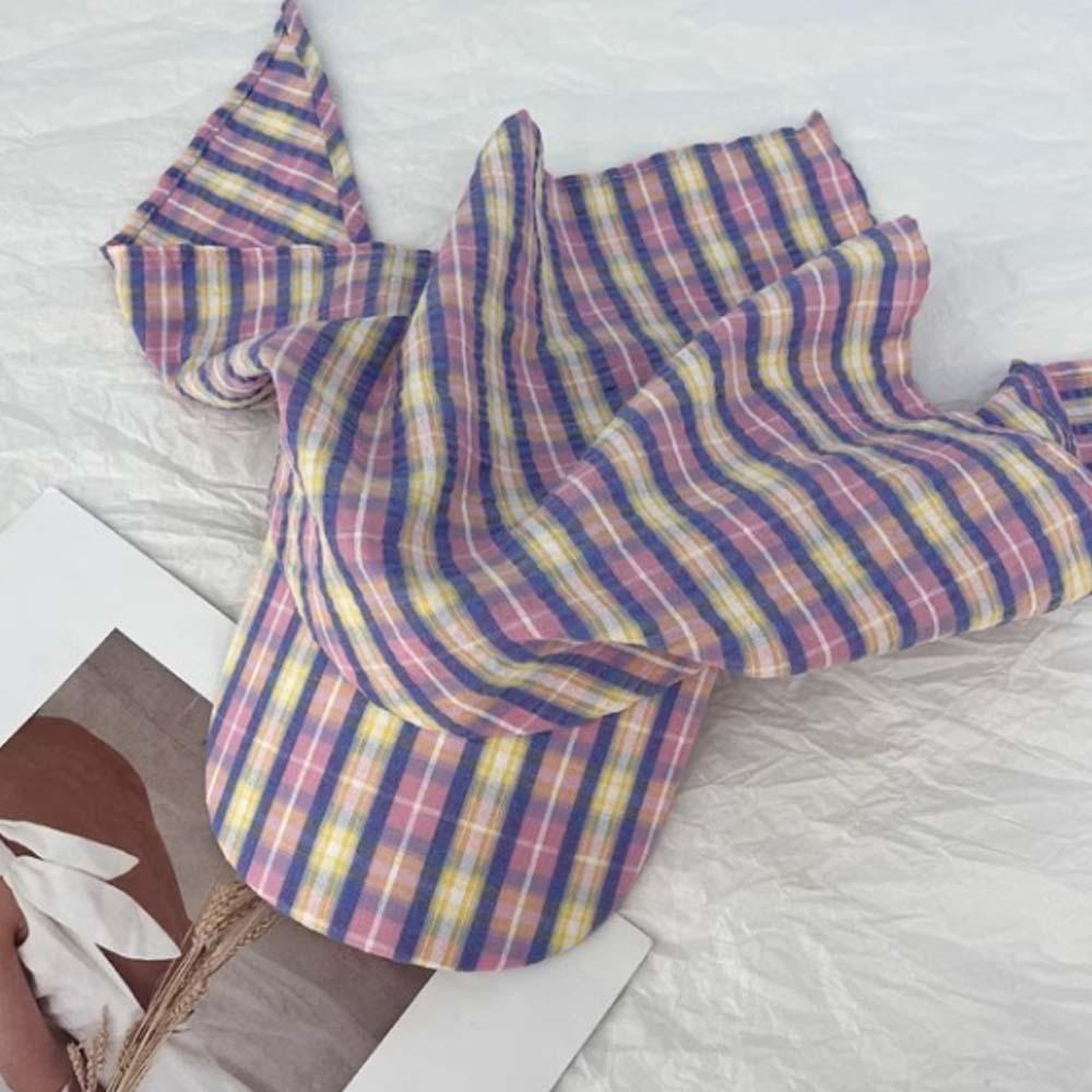 Korean Style Headscarf Baseball Hat Plaid Triangle Headscarf Hat Strappy Bandana Cap Streetwear