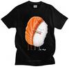 Cute Sushi Hug T Shirt Men Pure Cotton Cartoon Japanese Food Tee Streetwear Fashion Top Short-Sleeve Novelty Graphic Tshirt Gift