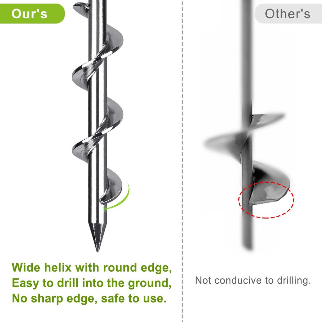 Lifeswell Tent Ground Fully Welded Spiral Earth Anchors for Camping Swing and Animal Protection Stakes, 4-Pack, 12-Inch Heavy-Duty Anchors, Tents,