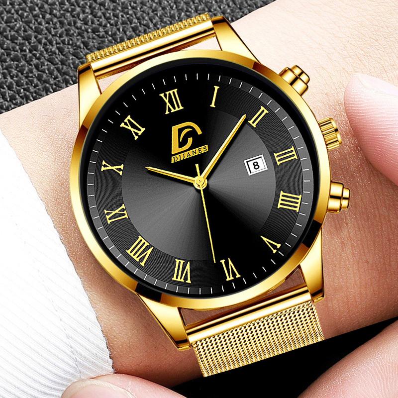 Fashion Mens Watches Luxury Stainless Steel Calendar Quartz Wrist Watch for Men Business Casual Clocks