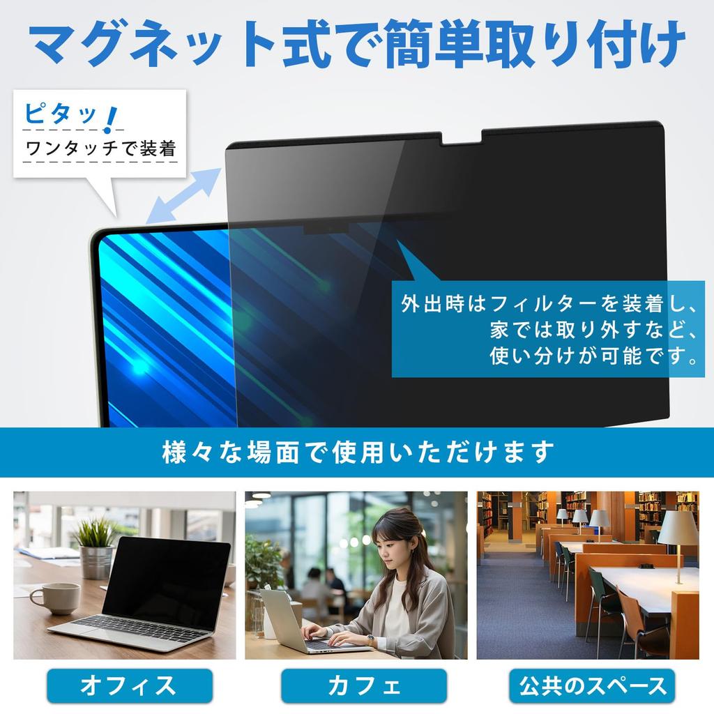 PC Filter Specialty Workshop: MacBook Air 13.6-inch (2025 M4 / 2024 M3 / 2022 M2) Compatible, Privacy Screen Protector with Magnetic Window.