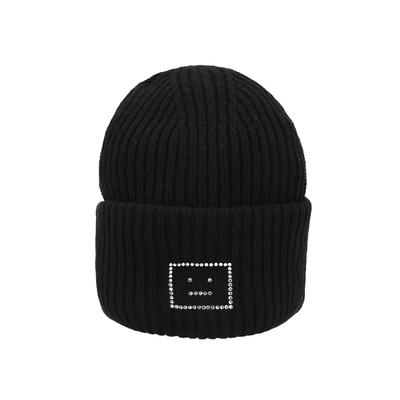 Шапка бини Acne Studios с лого Face и стразами C40390 Черный 900