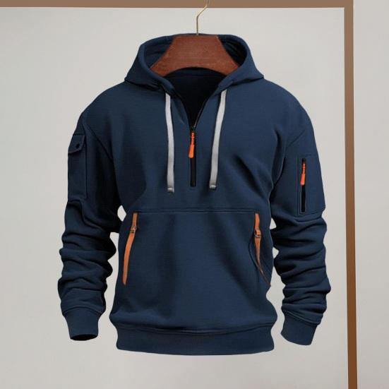 2Pcs/Set Men Sports Suit Hooded Drawstring Long Sleeve Pockets Sweatshirt Elastic Waist