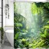 Зеленый лист Лес Дерево Зелень Зеленый Исцеляющий Занавеска для душа, Декоративная занавеска для душа для ванной, Водонепроницаемая занавеска для душа с