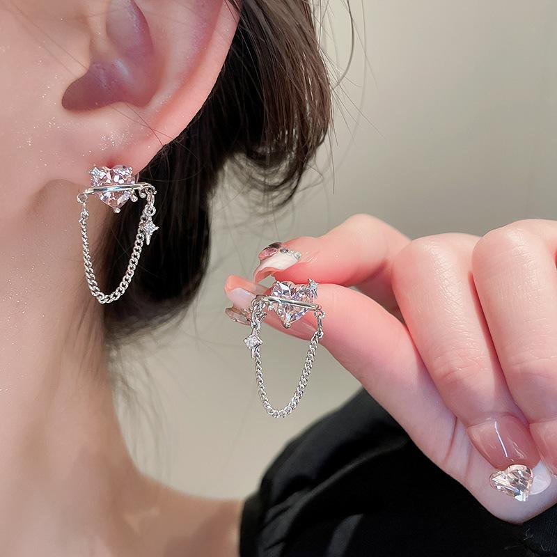 Серьги с розовыми цветами в форме сердца и кошачьим глазом, модные серьги, высококачественные серьги