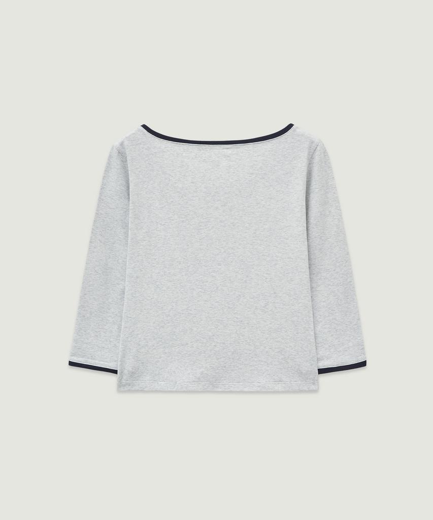 LMOOD WOMEN Dolly Three Quarter Ringer T-Shirt Light Gray