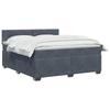Box Spring Bed with Mattress and LED Dark Grey 140 x 190 cm Velvet