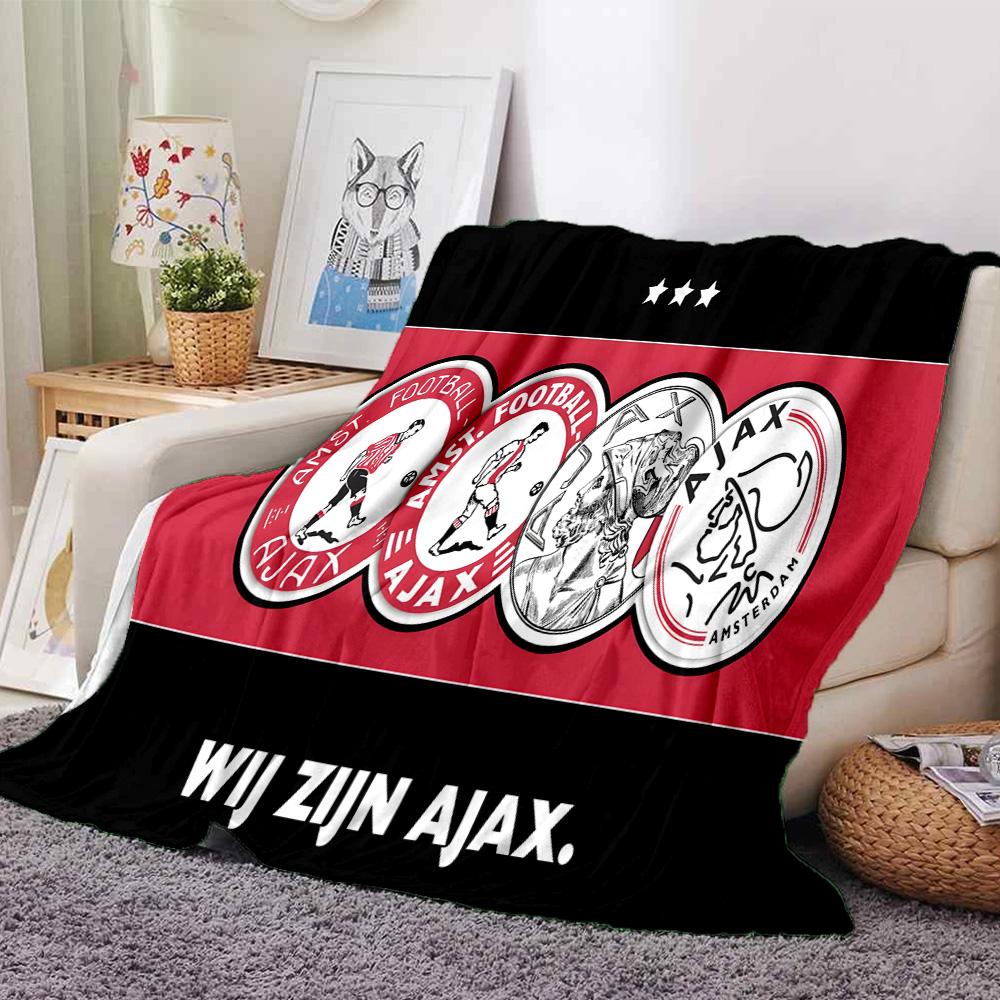 Ajax Amsterdam Crest Flannel Blanket, Soft Polyester, Modern Design, All-Season for Camping, Travel, Gifts for holidays or birthdays