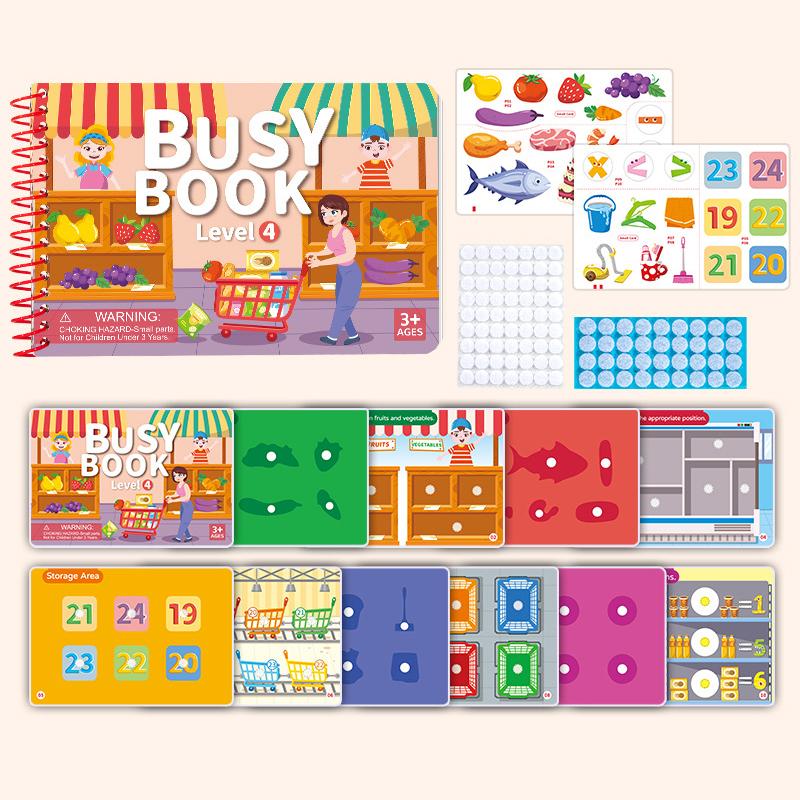 Travel-Friendly Busy Book for Kids with 4 Cartoon Themes for Quiet DIY Sticker Fun