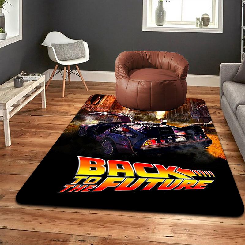 Back to the Future DeLorean Rug Floor Mat for Living Room or Bedroom Soft and Comfortable Carpet a Gift for Birthday and Holiday.SFF0917329