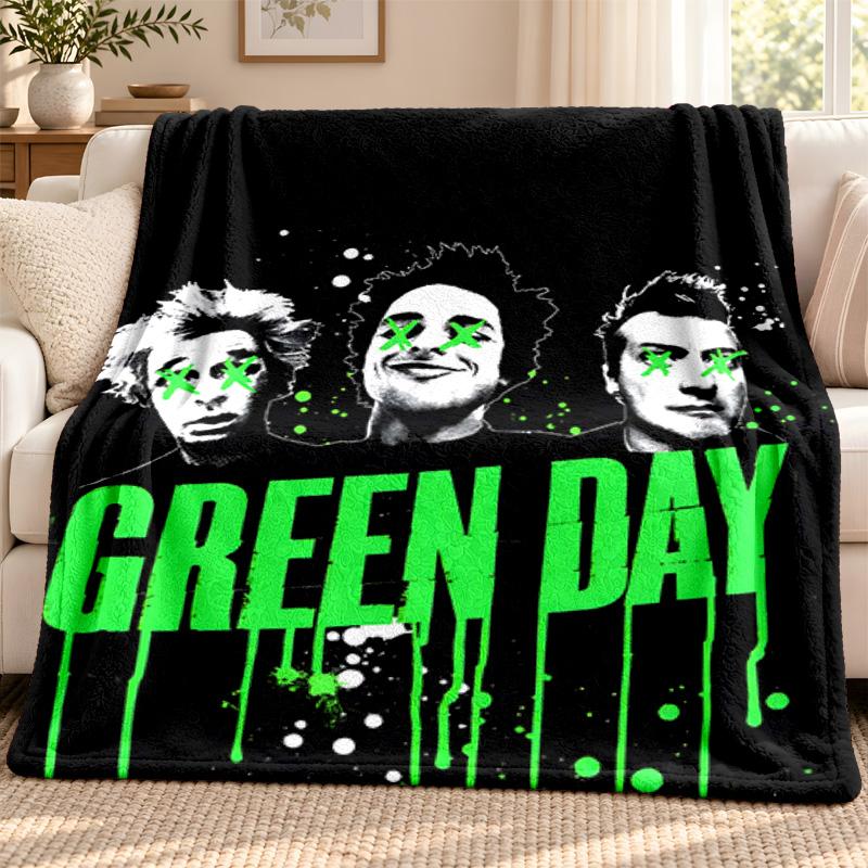 Green day blanket Flannel Blanket Soft Cozy Plush Throw for Sofa Bed Lightweight Home Decoration Outdoor camping