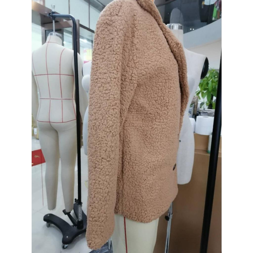 Plush Jacket, Lapel, Loose Fit, Woolen Sweater, Women's Casual Jacket