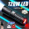 Ультрамощный светодиодный фонарик 120 Вт, масштабируемый фонарик, перезаряжаемая лампа, двойной светильник, портативный фонарик, водонепроницаемый фонарик