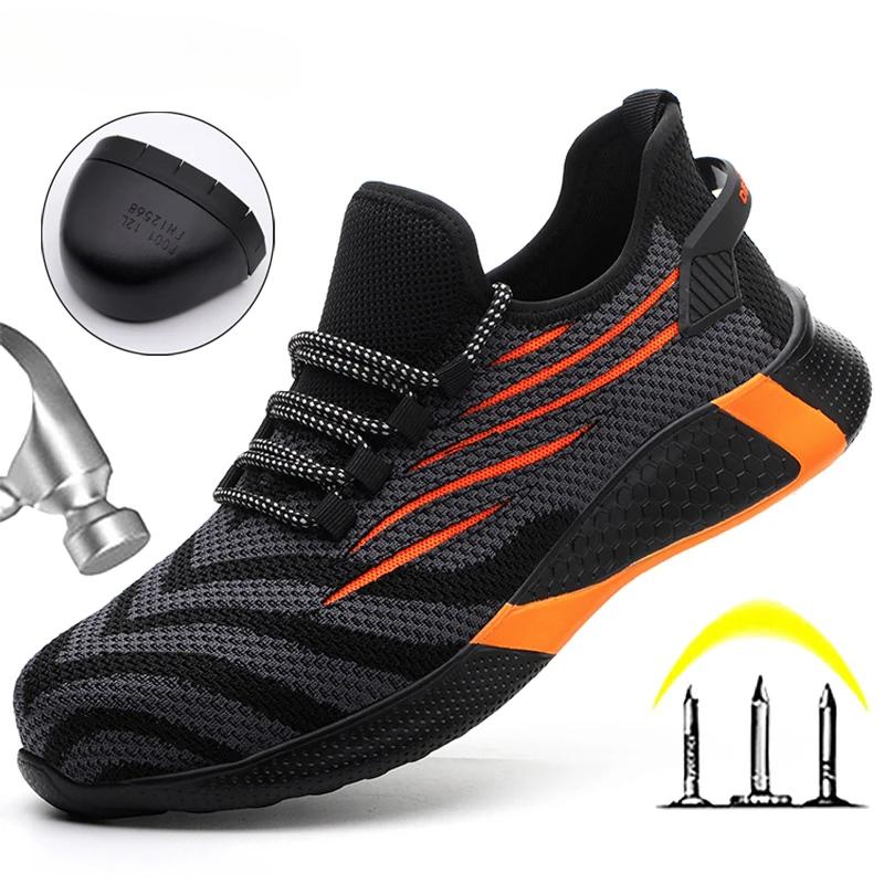 Safety Shoes for Men Women Large Size 49 50 Anti-smash Anti Puncture Protective Steel Toe Sneakers
