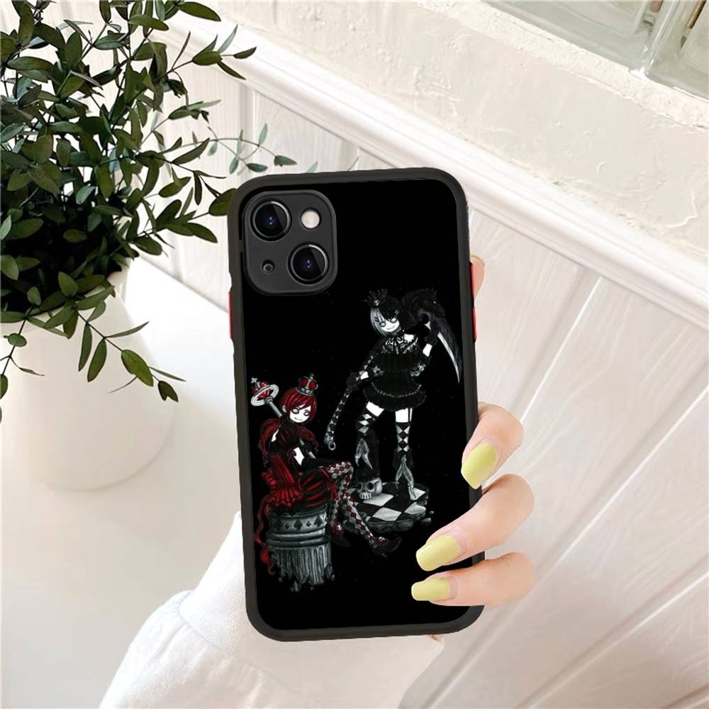 Love Black And Cute Emo Phone Case for iPhone 16 15 14 11 12 13 Pro Max X XS Translucent Matte Cover