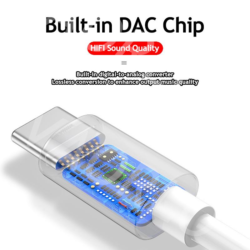 VAORLO Type-C To 3.5MM AUX Adapter Compatible 99% Smartphone Smart Digital Chip For Audio Transmission High Quality Converter Cable