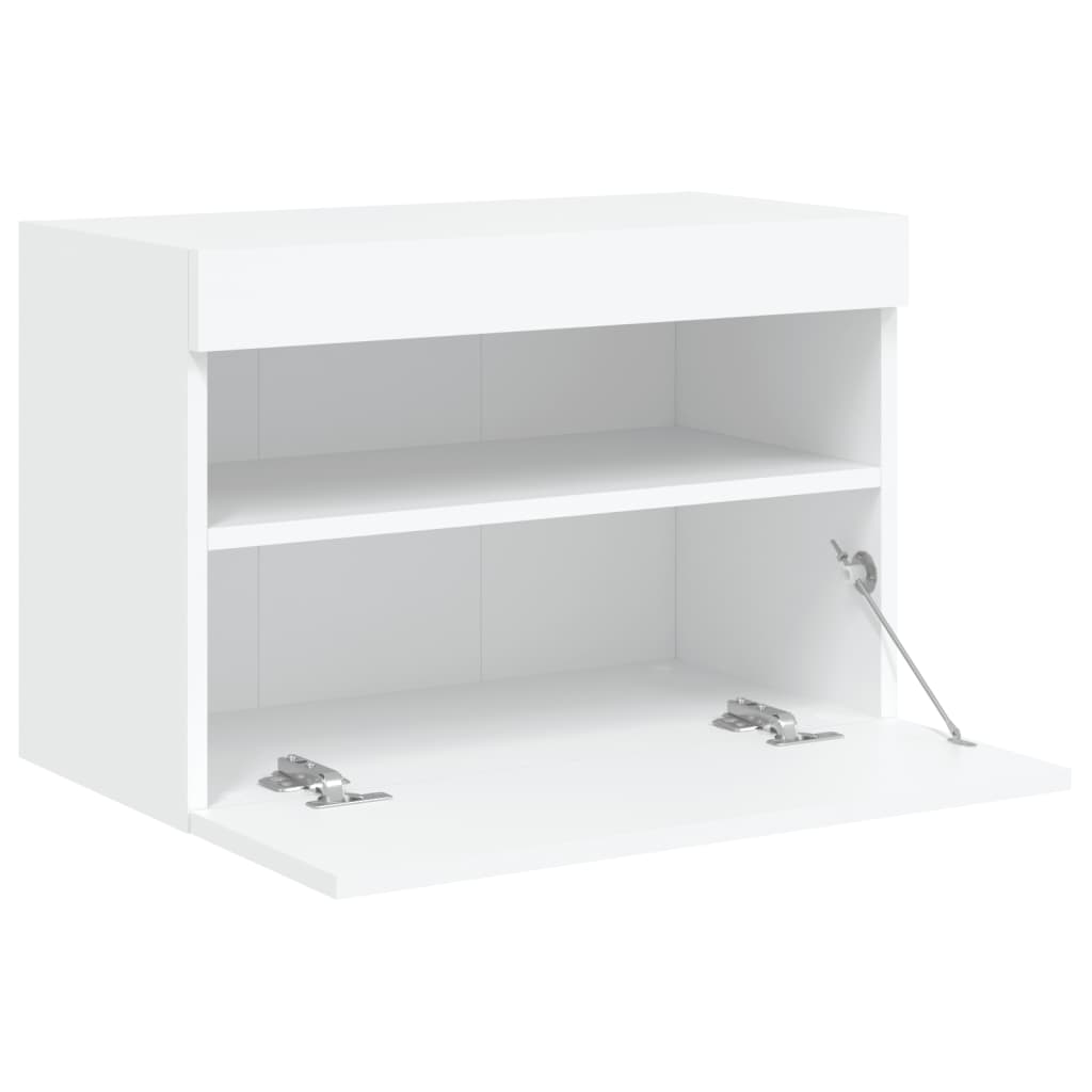Wall Mounted TV Cabinet with LED Lights White 60x30x40 cm