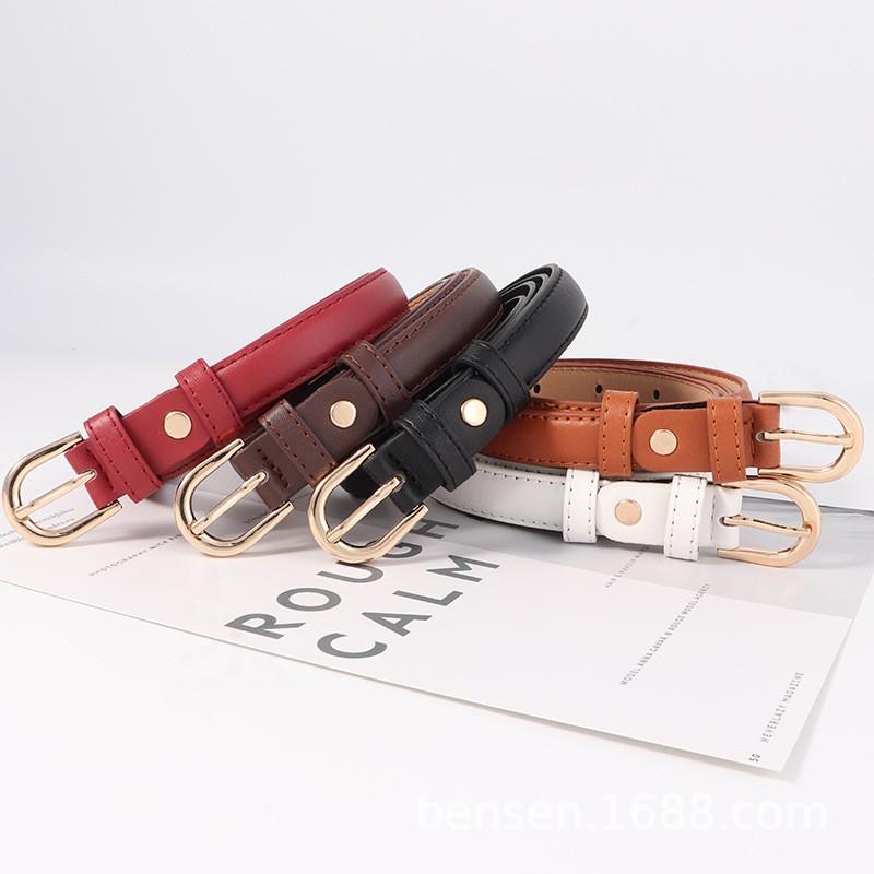 Womens Thin PU Leather Belt Dress Decoration Versatile Fashion Waistband