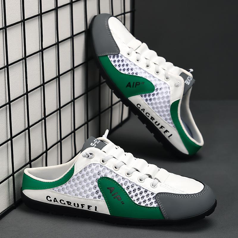 Мужские летние модные повседневные тапочки на мягкой подошве, удобные и дышащие, без ремешка, для ходьбы дома, на улице, легкие