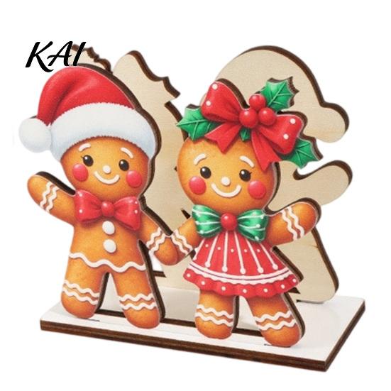 Decorative Paper Holder Wooden Christmas Napkin Holder, Cute Gingerbread Elk Santa Standing Tissue Dispenser, Stable Rack Farmhouse Cocktail Serviette
