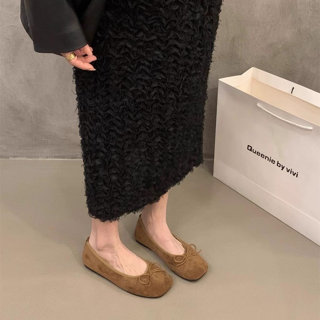 Французские ретро туфли-лодочки на плоской подошве из замши с леопардовым принтом, женская обувь 2025 осень и зима, плюшевые туфли, туфли Doudou