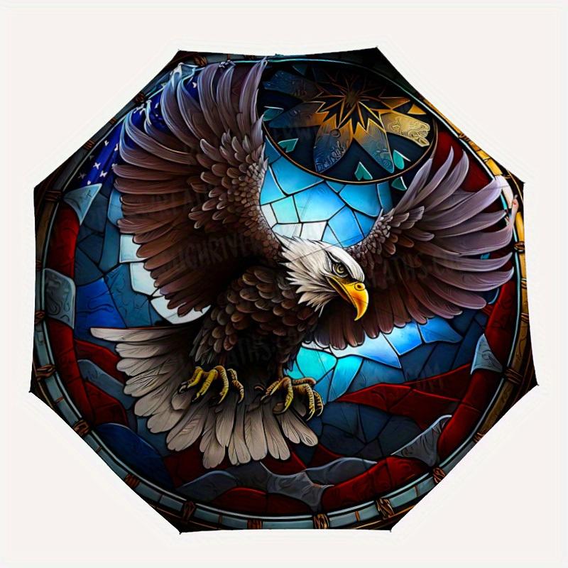 1pc Eagle Stained Automatic Open/Close Umbrella, Ideal Fan Gift for Birthday, Christmas, Trendy Fashion yy250828075