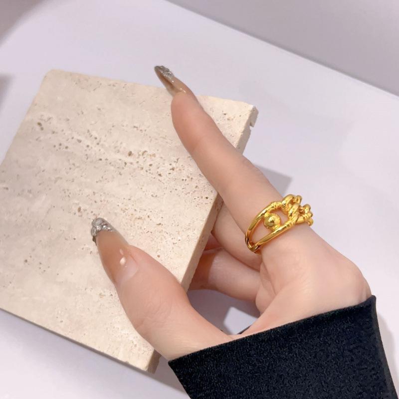 Gold Braided Open Ring for Women - Japanese & Korean Fashion Accessory