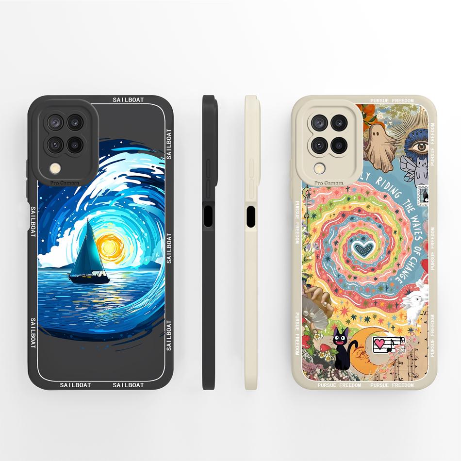 Чехол для Samsung Galaxy A12 M12 F12 Красивая Бабочка Полное Покрытие Чехол для Телефона Противоскользящий Мягкий Гладкий Жидкий Силиконовый Корпус
