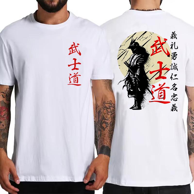 Мужская футболка Japan Samurai Spirit в японском стиле с 3D-принтом на спине, свободные топы большого размера, футболка для мужчин, подарочная футболка унисекс