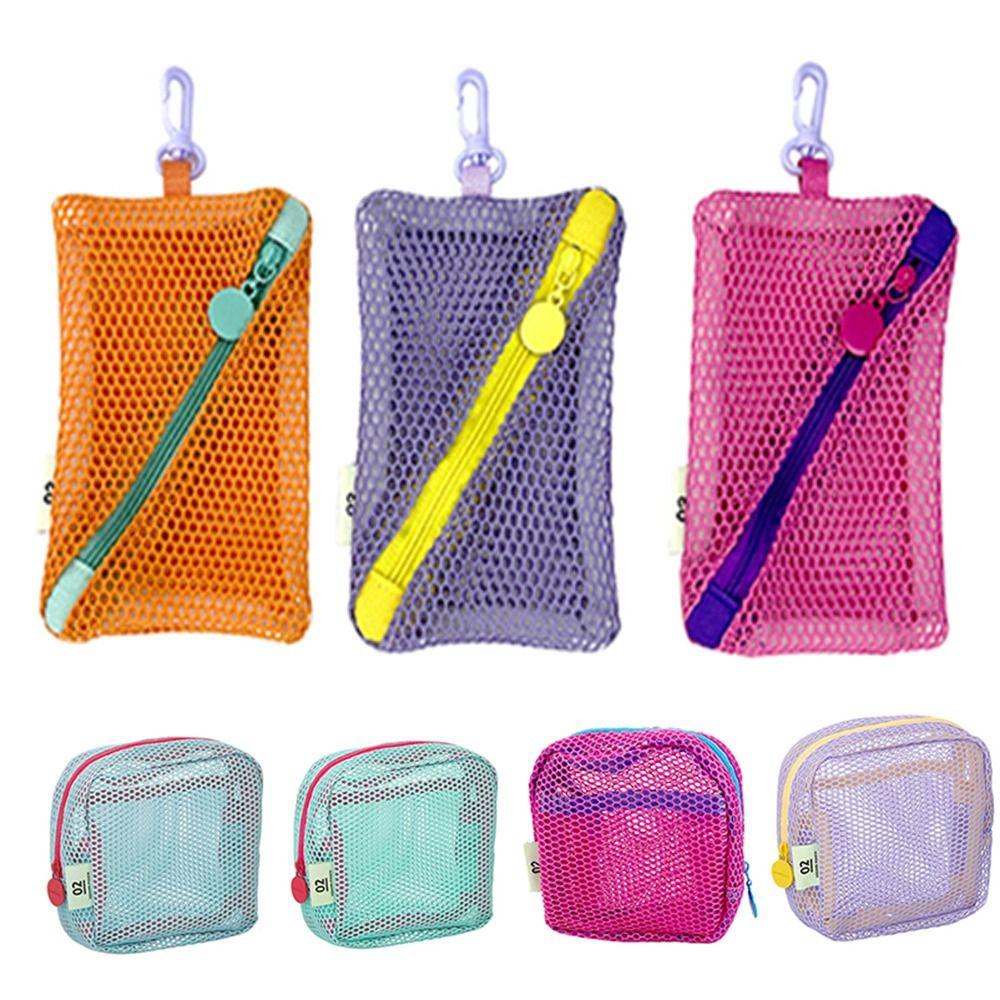 Visibility Mesh Zipper Bags Portable Mini Makeup Pouch Cosmetic Accessories Organizer Office