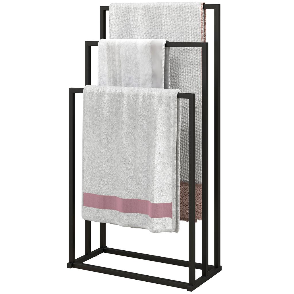 Freestanding 3-Arm Steel Towel Rack. 45x21.5x85cm