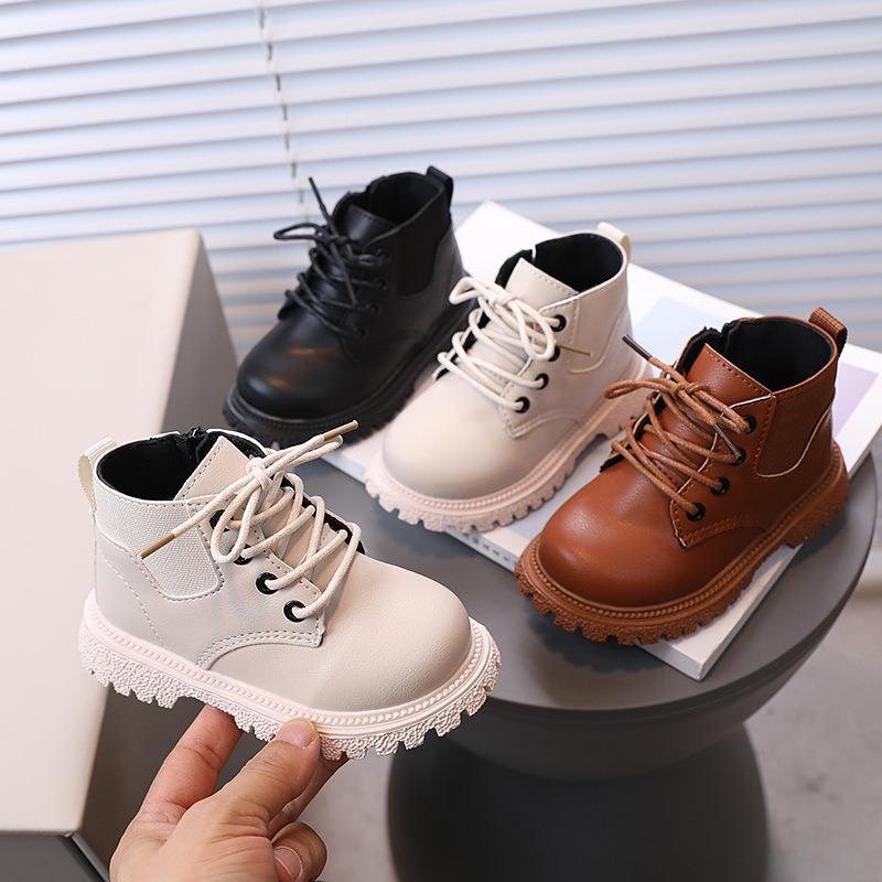 Осенне-зимняя новая детская обувь Детские ботинки Martin Ботинки для мальчиков в британском стиле Короткие ботинки для девочек Детская обувь Тенденция к одинарным ботинкам