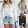 Early Autumn One-neck, Cut-out Long-sleeved Knitted Sweater, Casual and Loose Outerwear for Women